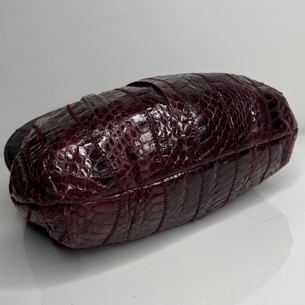 Sylvia Snakeskin Python Dark Ref Burgundy Clutch … - image 7